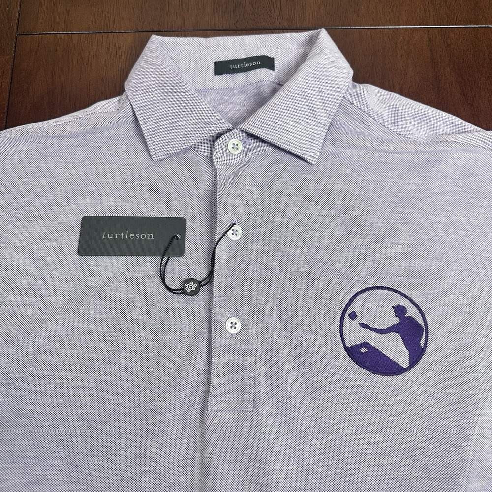 Turtleson Royal Oxford Solid Polo Shirt Cornhole Logo Purple Men's Small‎ Nwt